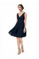 Short Knee Length Criss Cross Draped Chiffon Cocktail Dress UK