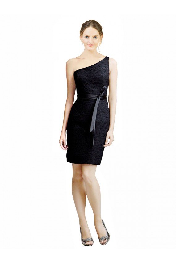 One Shoulder Short Lace Cocktail Dress with Satin Waistband UK