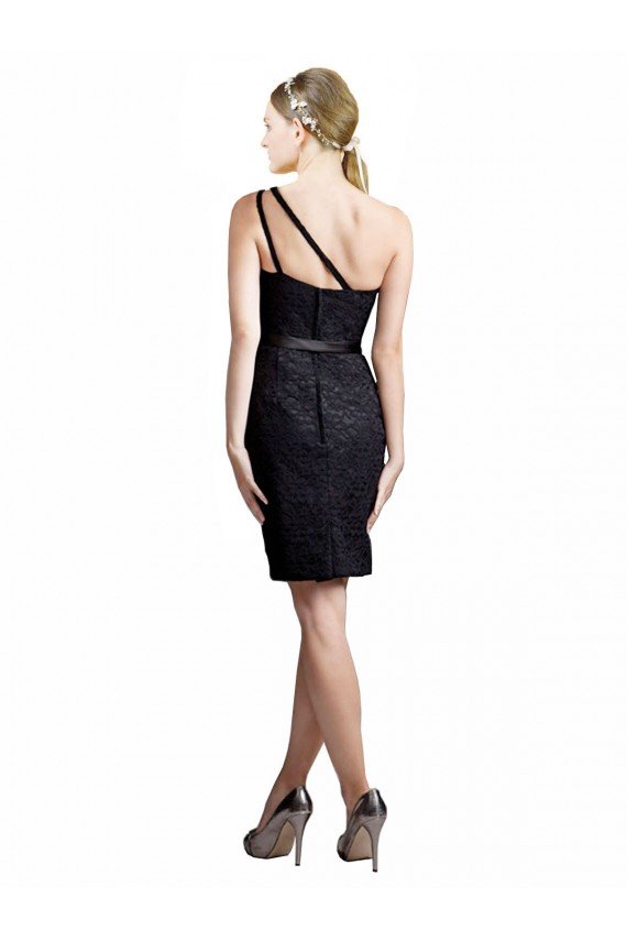 One Shoulder Short Lace Cocktail Dress with Satin Waistband UK