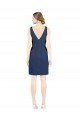 Deep V-Neck Short Knee Length Satin Cocktail Dress with Slimming Pleats UK