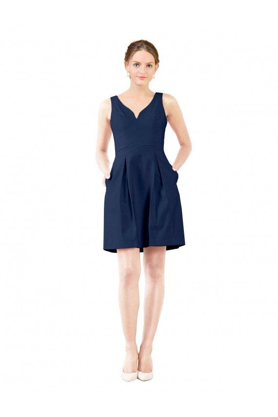 V-Neck A-Line Satin Cocktail Dress with Pockets UK