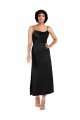 Cowl Neck Tea-Length Short Silky Satin Cocktail Dress with Skirt Slit UK