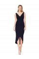 Short Knee Length V-Neck Crepe Wrap Cocktail Dress UK