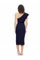 Ruched Midi Length Short Crepe Cocktail Dress with Shoulder Ruffles UK