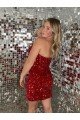 Sweetheart Sleeveless Short Velvet Sequin Cocktail Dress UK