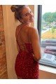 V-Neck Sleeveless Short Velvet Sequins Cocktail Dress UK