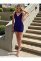 Short V-Neck Sleeveless Velvet Sequin Cocktail Dress UK