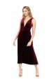 Daring Plunging V-Neckline Short Midi Length Velvet Cocktail Dress UK